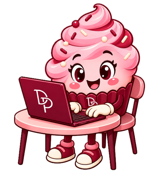 Mascota Daily organizando pedidos en el ordenador